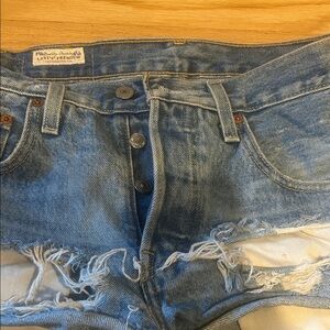 Levi's 501 Blue Distressed Denim Shorts